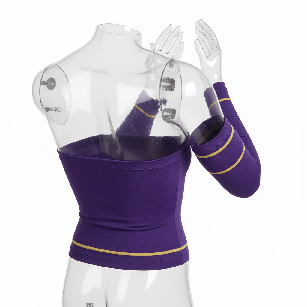 Back view of custom baseball arm sleeve showing the silicone gripper top and full bicep-to-wrist coverage