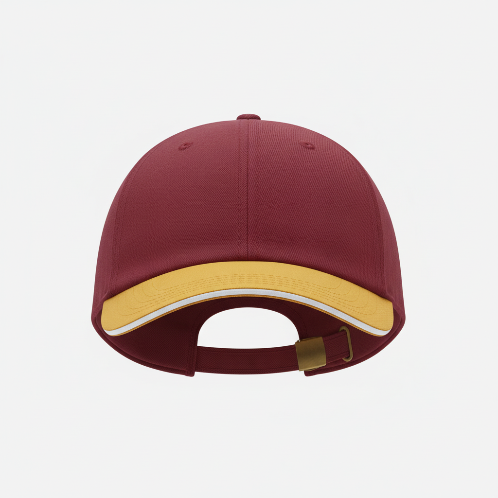 Front view of custom baseball cap in 6-panel structured poly-cotton twill with an embroidered team logo from Empire Five Athletics