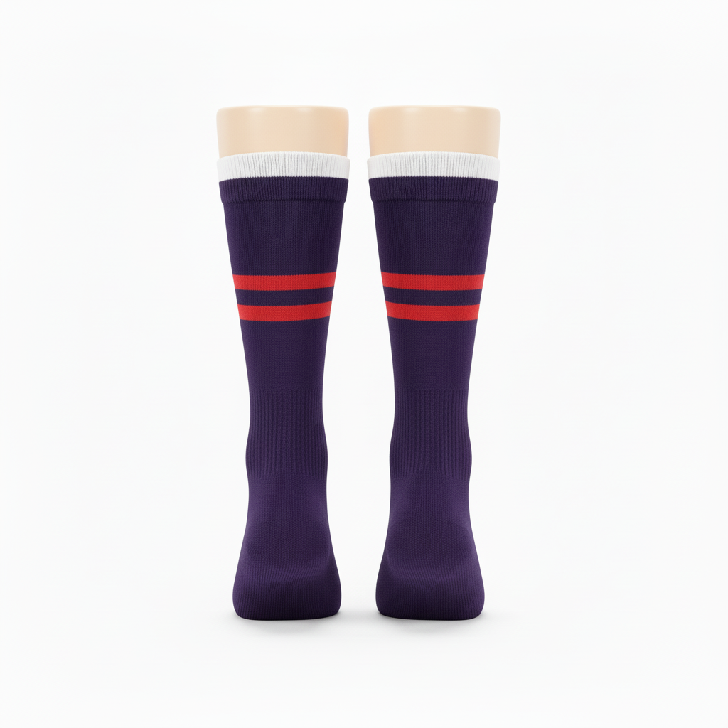 Back view of custom baseball crew socks showing the knit cuff band and mid-calf height