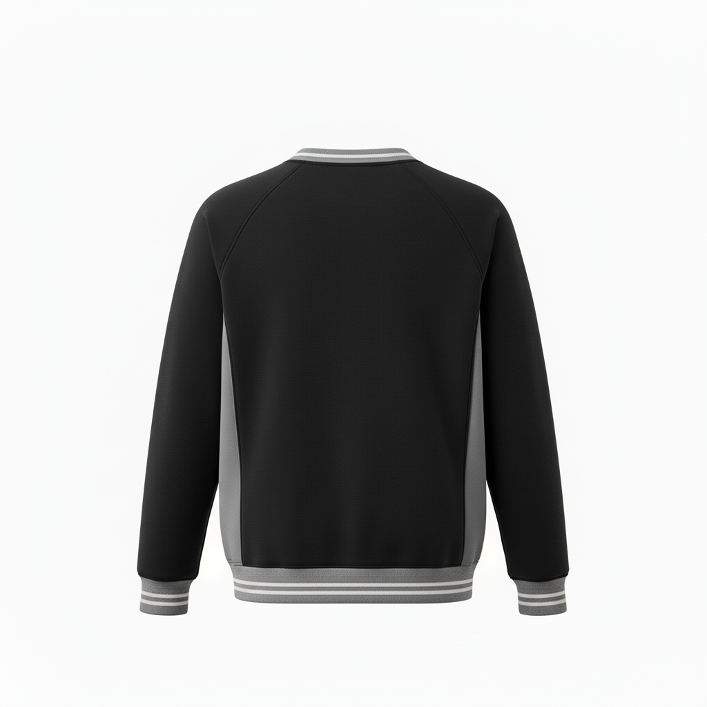 Back view of custom baseball fleece pullover showing the full-panel sublimation area for a team mark