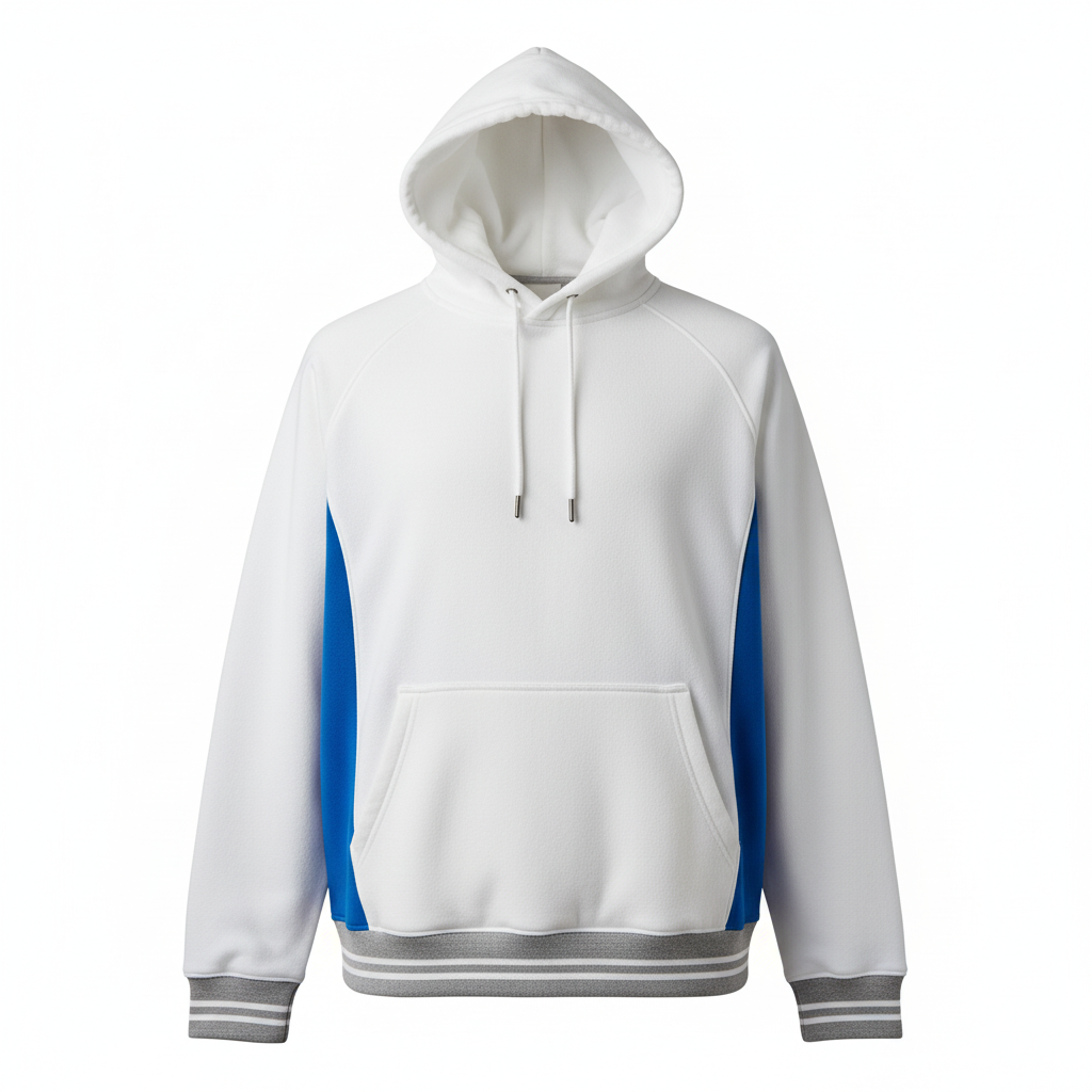 Front view of custom baseball hooded sweatshirt with embroidered team logo on chest and kangaroo pocket in 320 GSM cotton-poly fleece from Empire Five Athletics