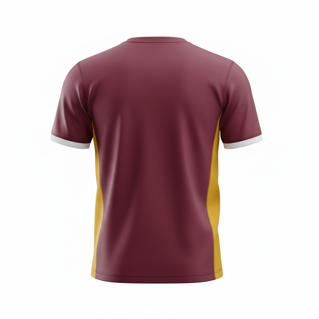 Back view of custom baseball performance tee showing the relaxed crew fit and full sublimation