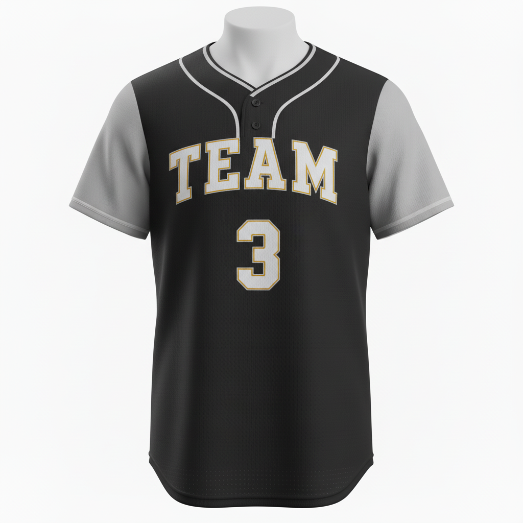 Front view of custom crew-neck baseball jersey, a plain pullover cut with no buttons in 200 GSM polyester double-knit from Empire Five Athletics