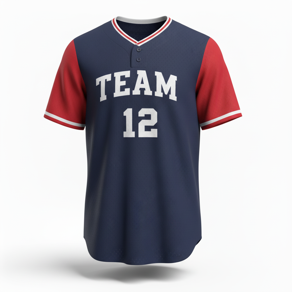 Front view of custom mesh baseball jersey in breathable open polyester mesh with a sublimated team wordmark from Empire Five Athletics