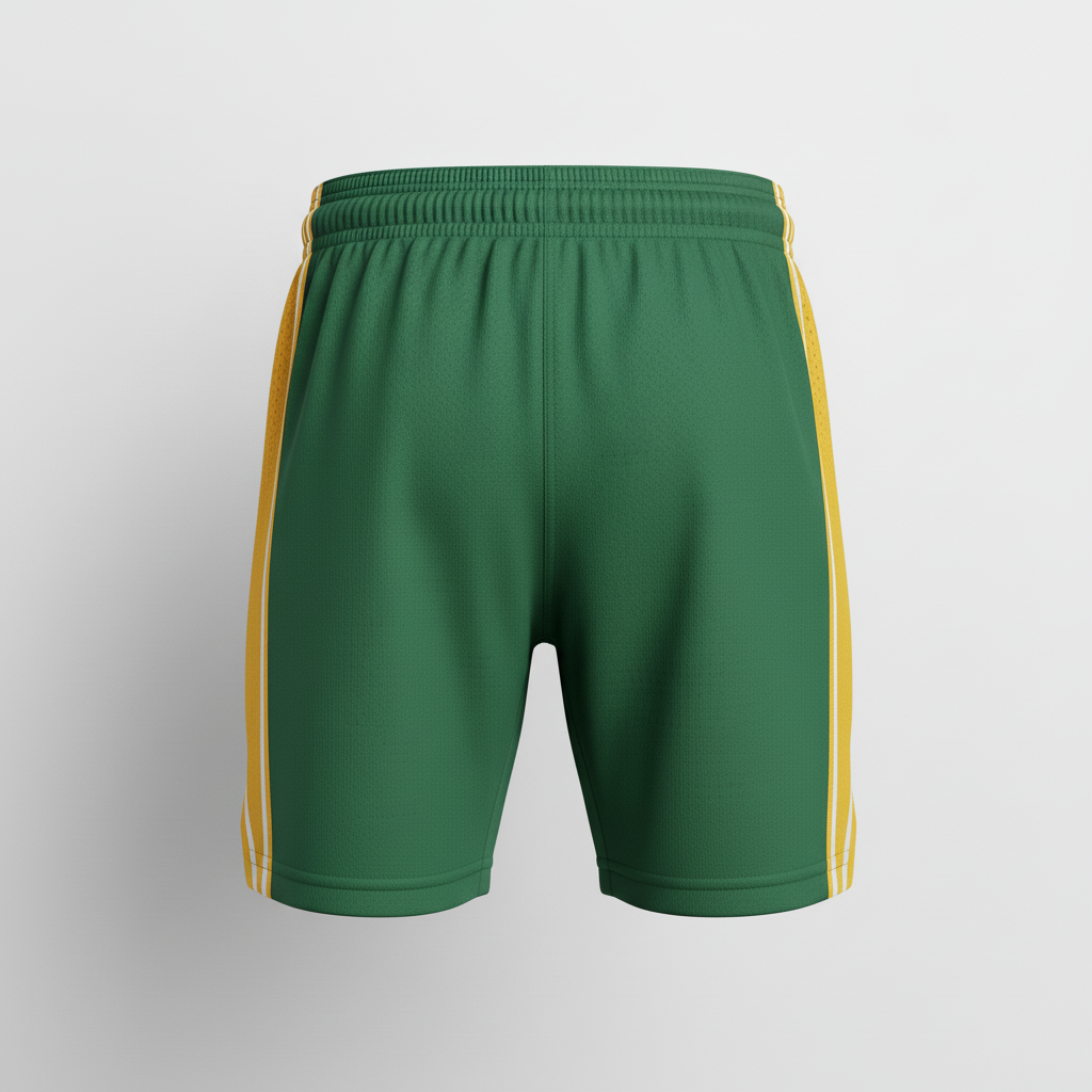 Back view of custom 3-inch basketball compression shorts showing the wide elastic waistband