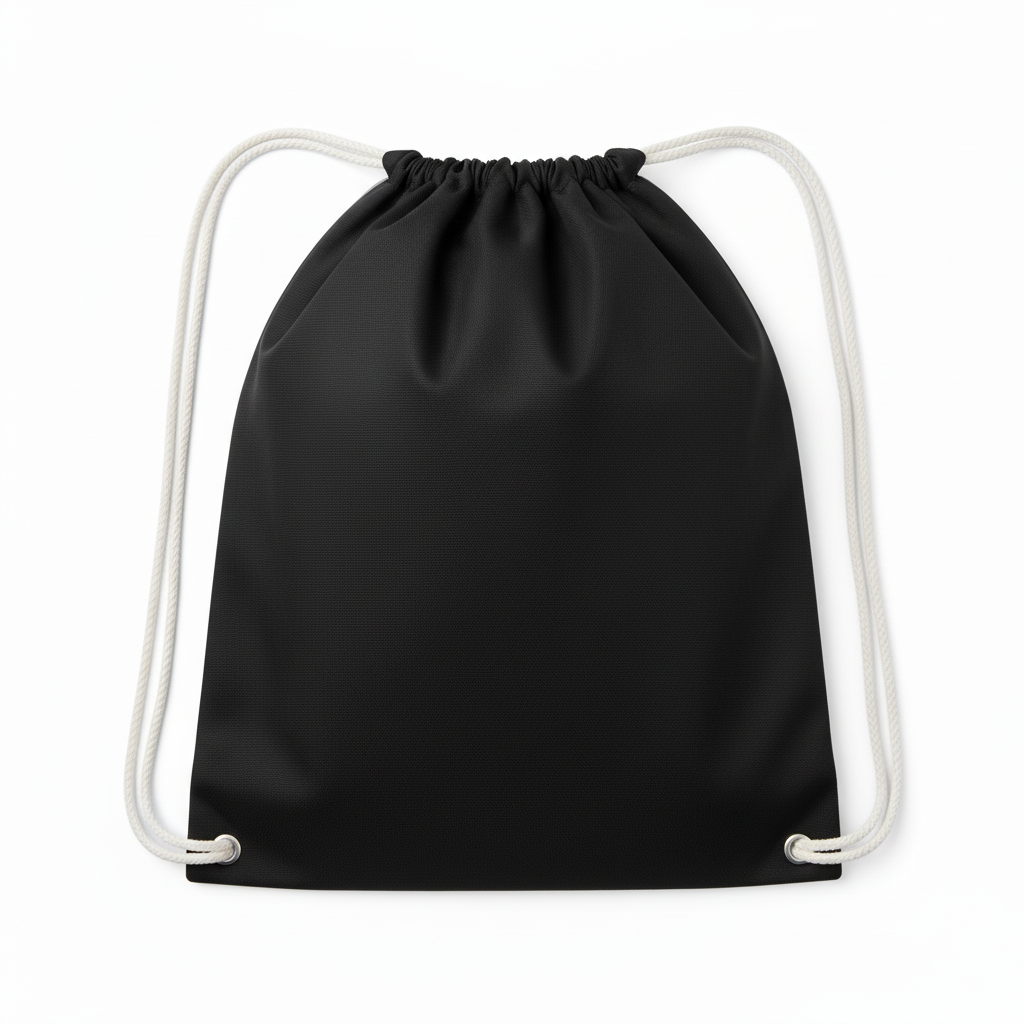 Back view of custom basketball drawstring backpack showing the drawcord straps and player name