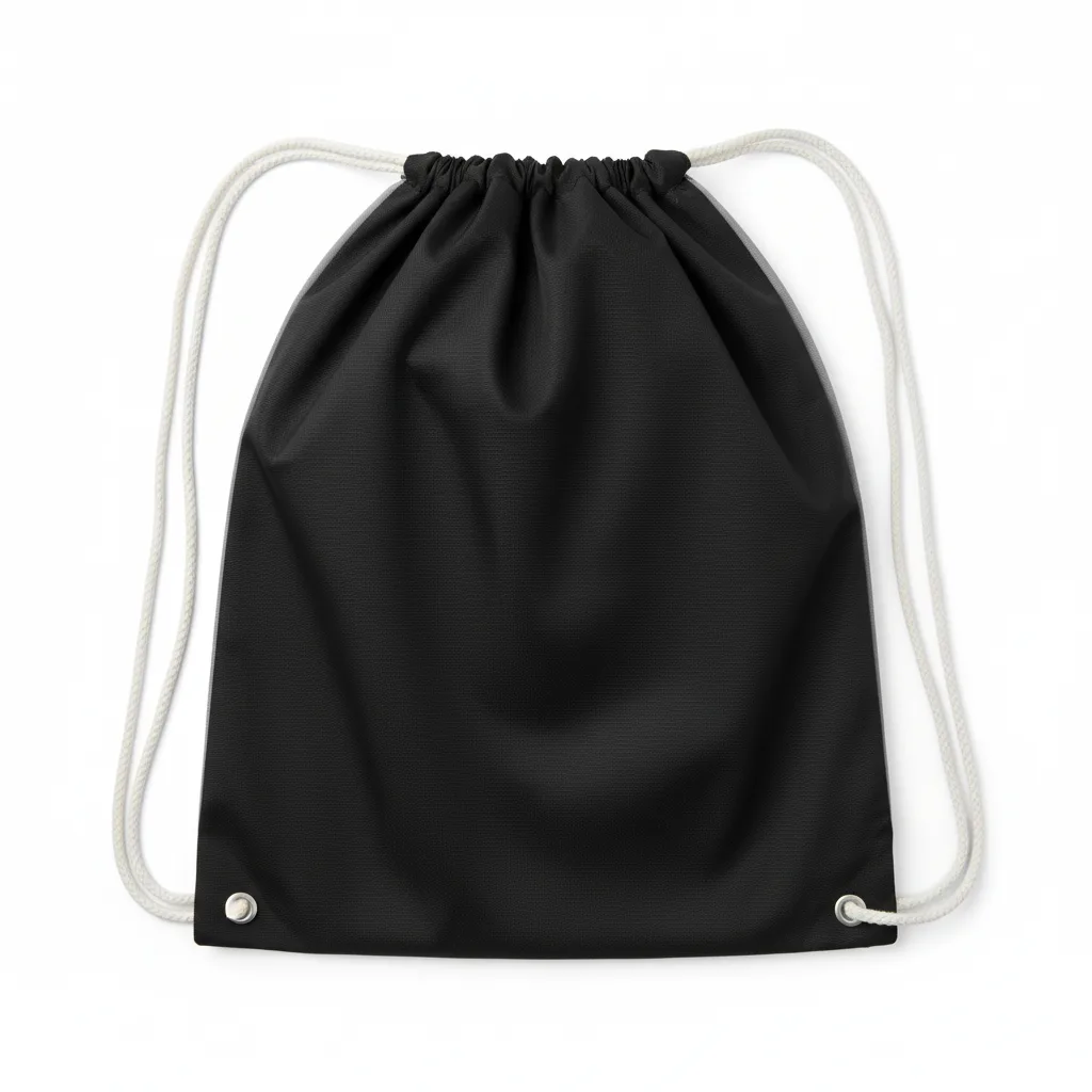 Front view of custom basketball drawstring backpack in 210D woven polyester with full-panel sublimated team colors and logo from Empire Five Athletics