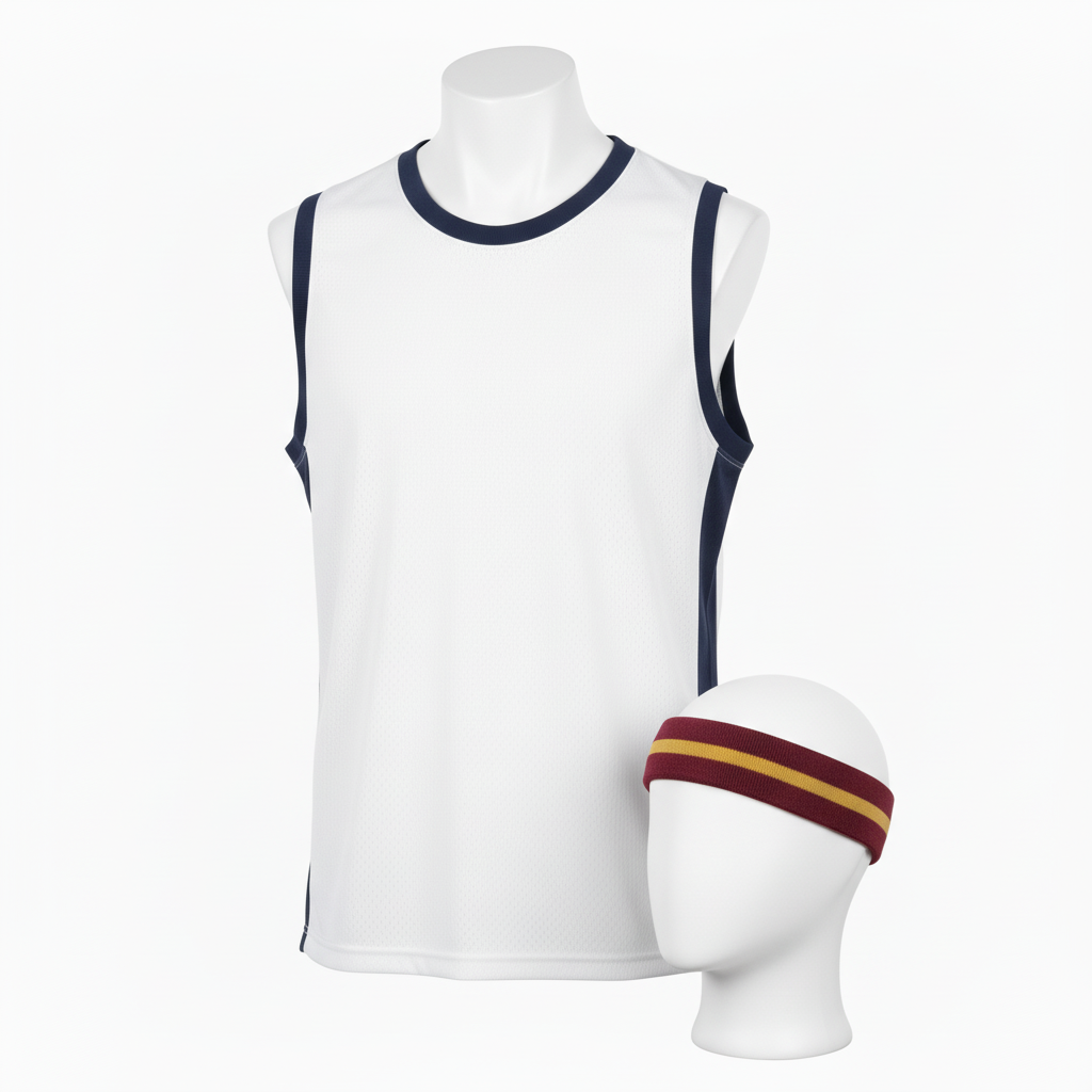 Front view of custom basketball headband with team logo on forehead panel. Empire Five Athletics