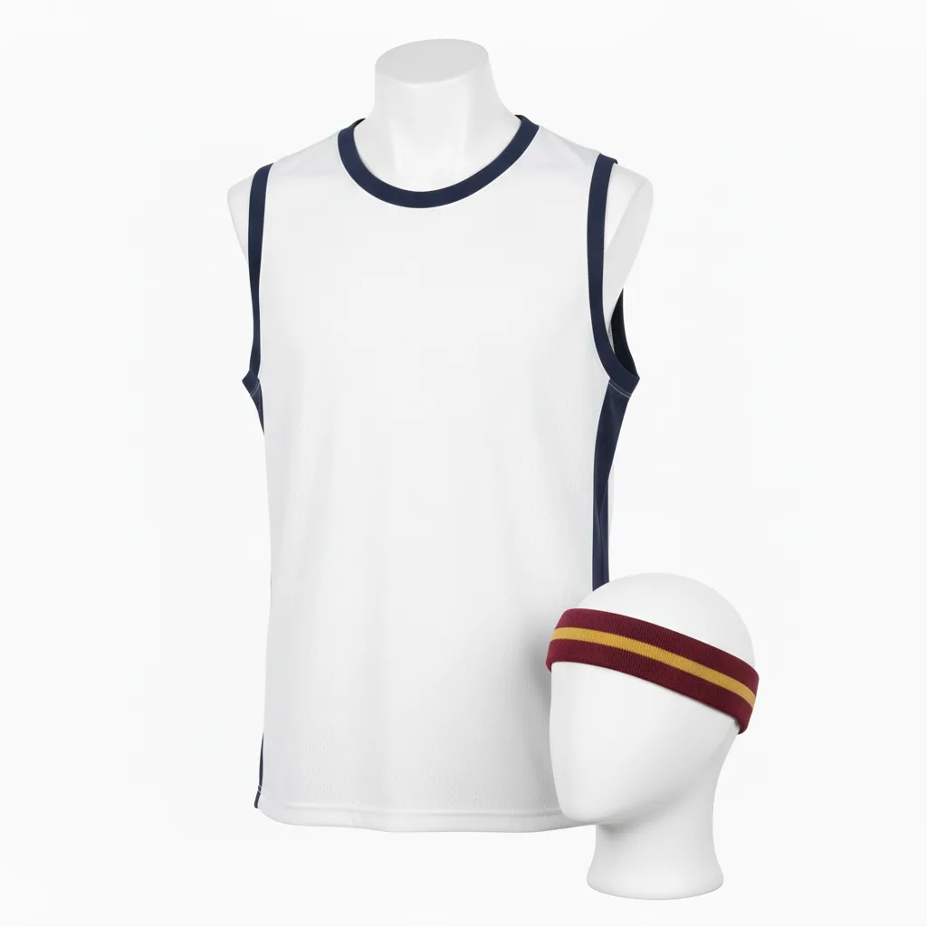 Front view of custom basketball headband with team logo on forehead panel. Empire Five Athletics