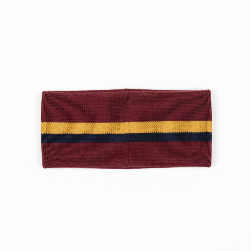Side view of custom basketball headband showing the wide stretch-knit band construction