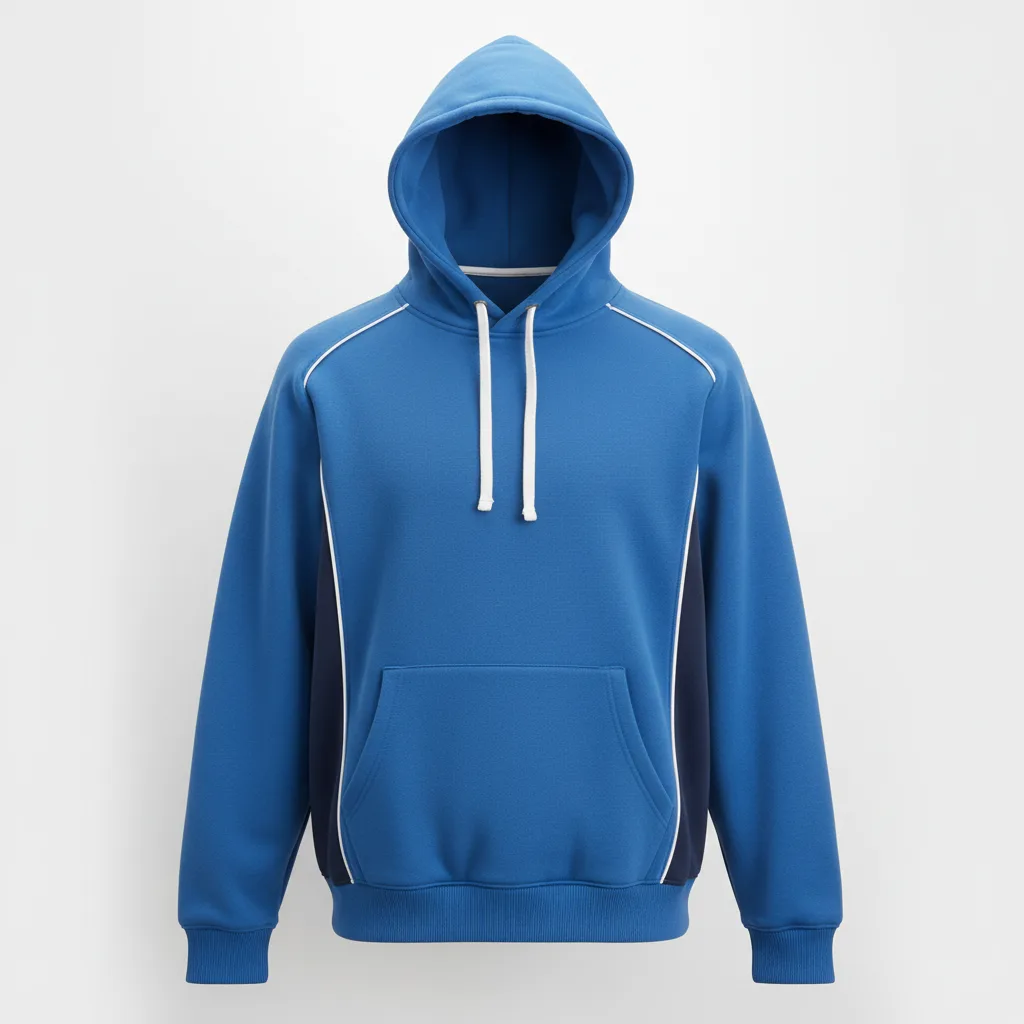 Front view of custom basketball hooded sweatshirt with team logo on chest and kangaroo pocket. Empire Five Athletics
