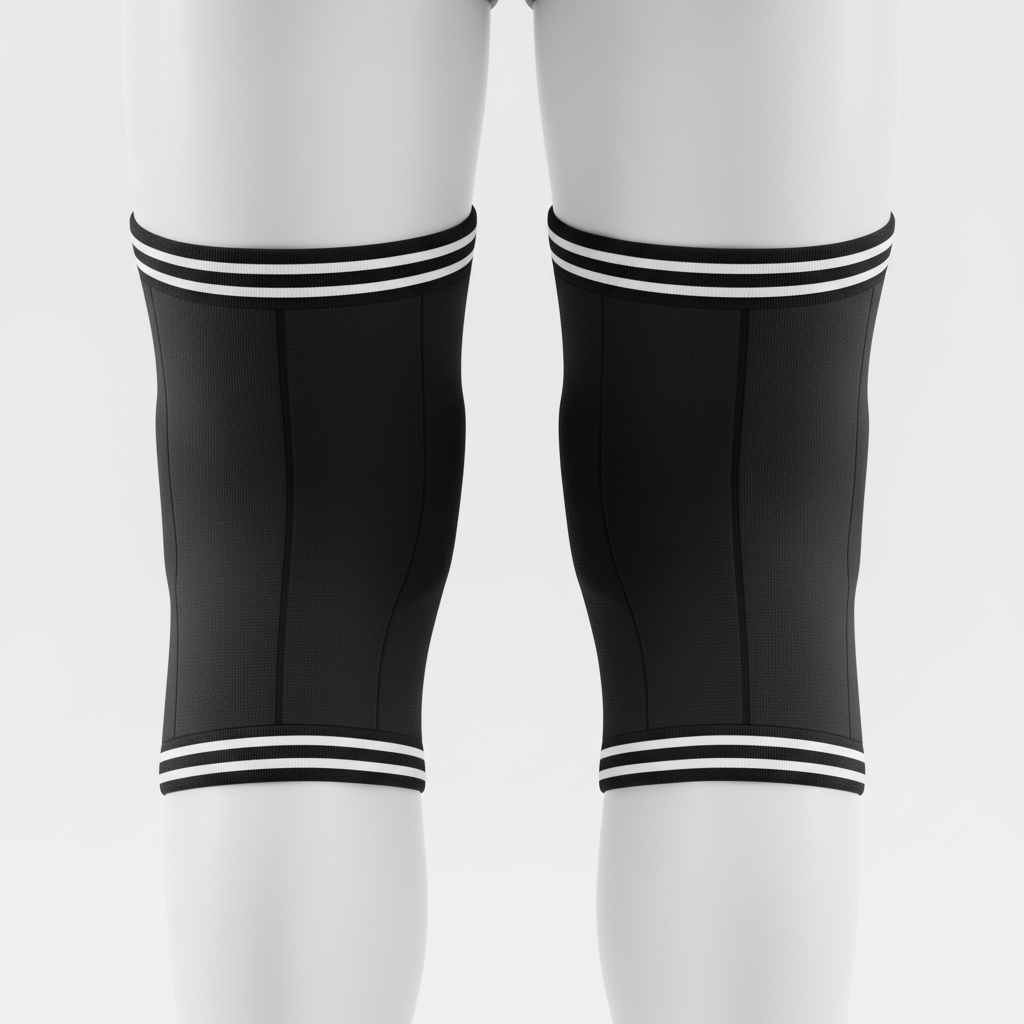 Back view of custom basketball knee pad showing the compression sleeve and gripper band