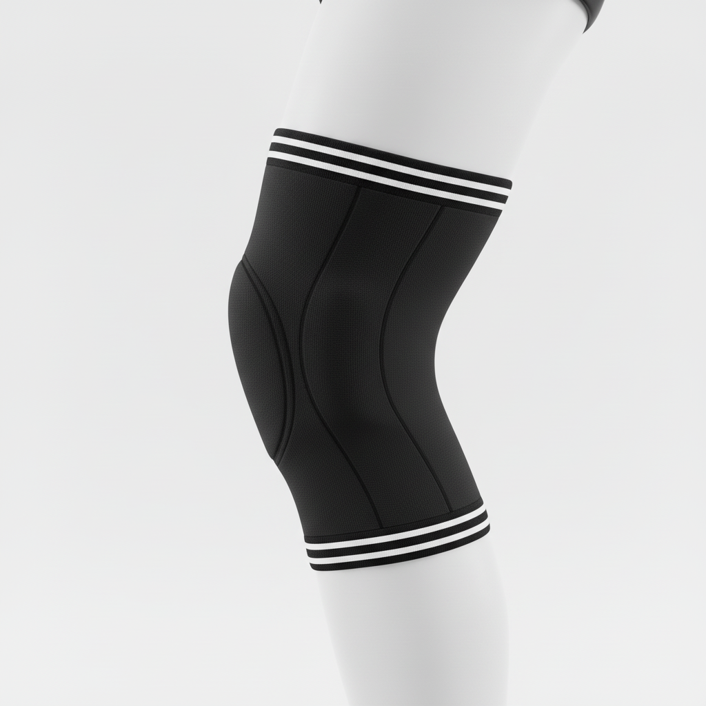 Side view of custom basketball knee pad showing the molded foam knee insert