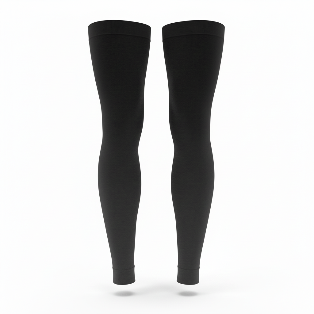 Back view of custom basketball leg sleeve showing the thigh-to-calf coverage