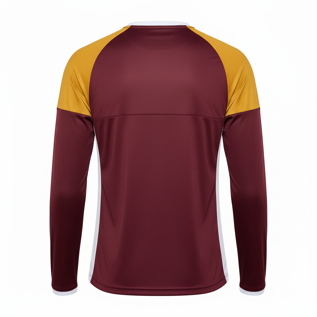 Back view of custom long-sleeve basketball tee showing the player name and number