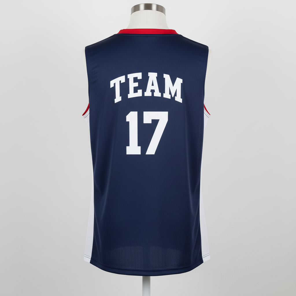 Back view of custom basketball practice jersey showing the breathable mesh weave and single-side construction