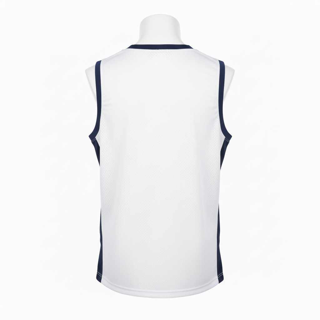 Back view of custom reversible basketball practice pinnie showing the open-sided lightweight mesh construction
