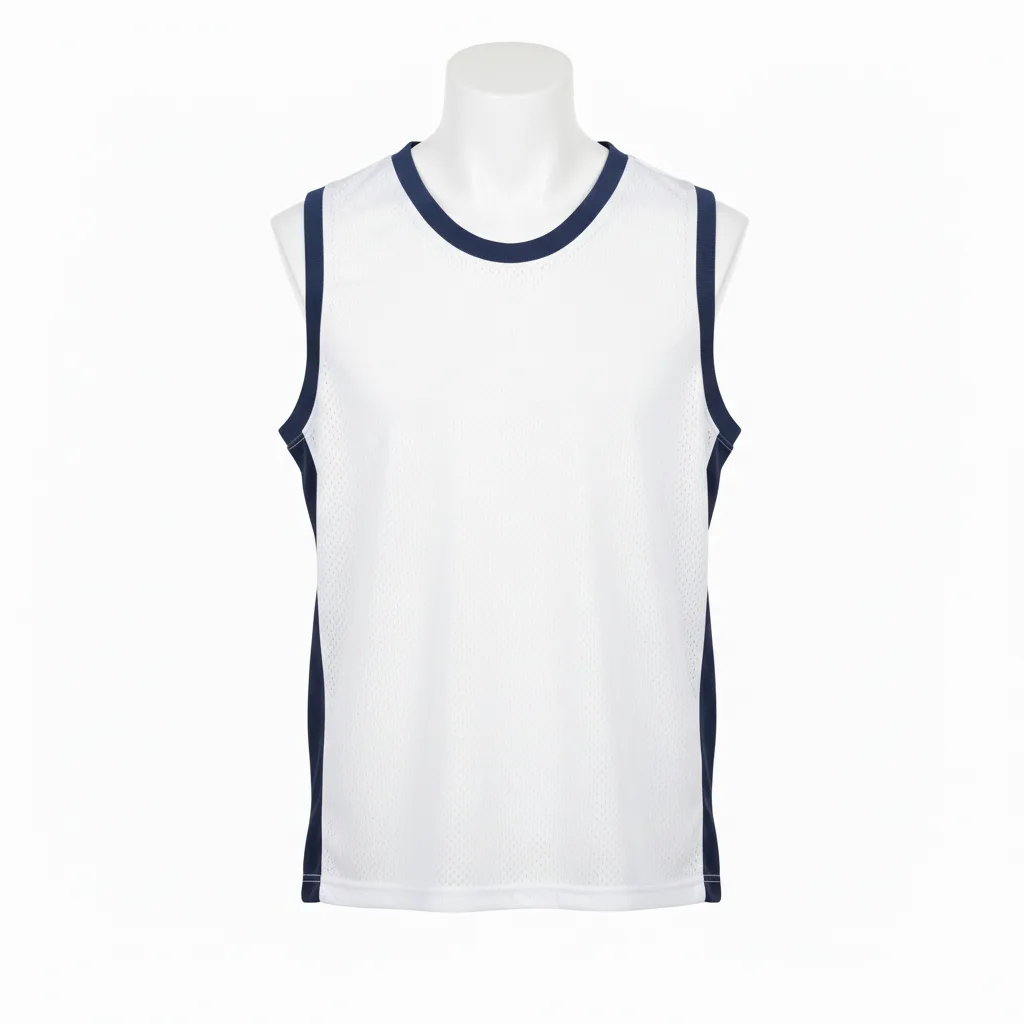 Front view of custom reversible basketball practice pinnie showing primary team color and roster number. Empire Five Athletics