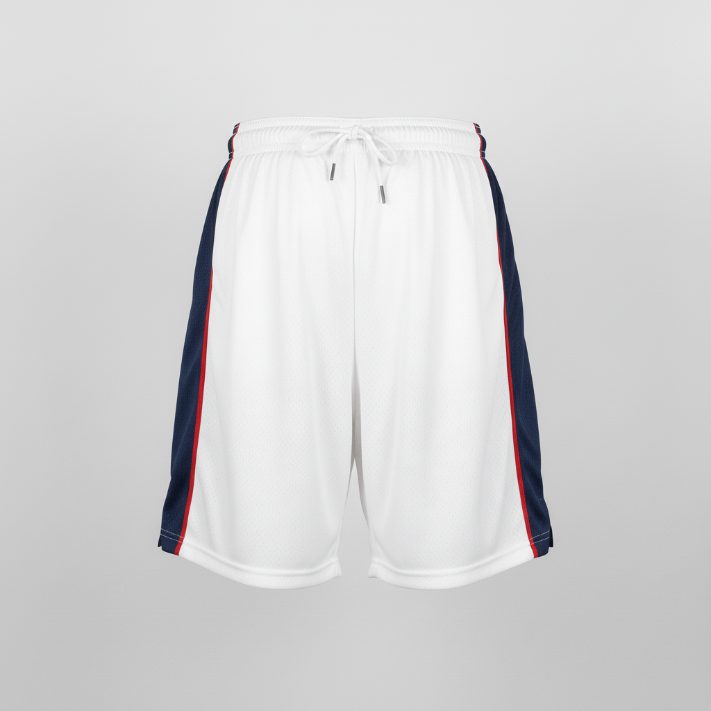 Back view of custom 7-inch basketball shorts showing player number panel