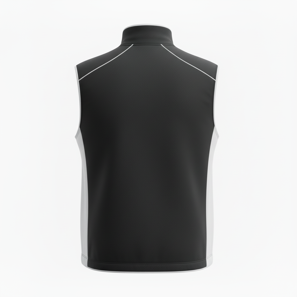 Back view of custom basketball vest showing the embroidered team name