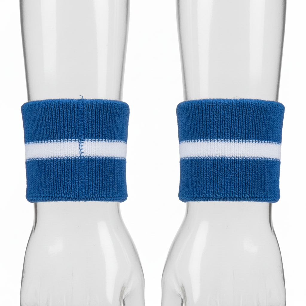 Back view of custom basketball wristbands showing the elastic stretch band