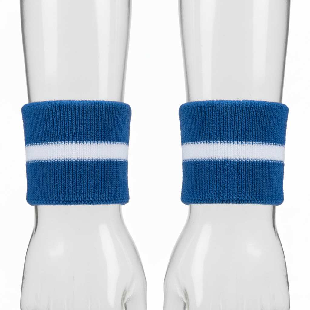 Side view of custom basketball wristbands showing the terry loop and one-size fit