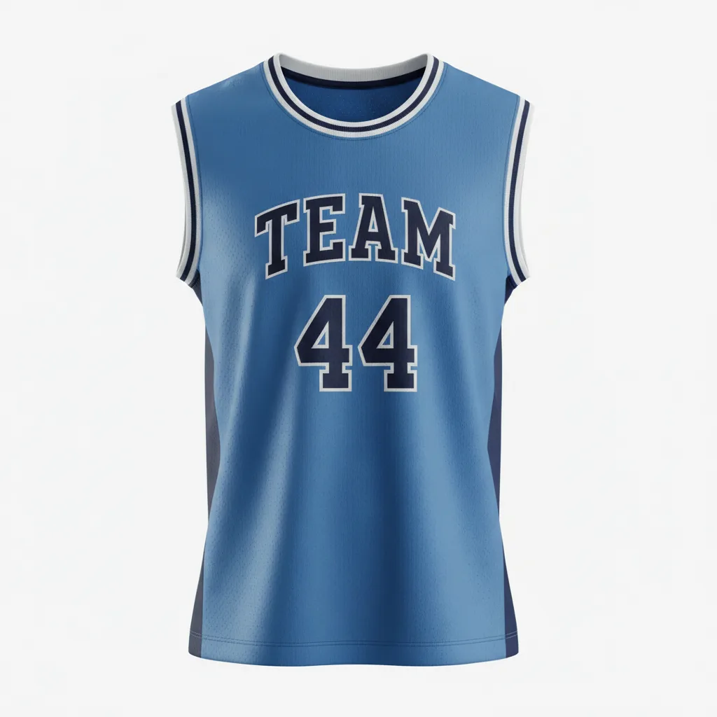 Front view of custom double-double reversible basketball jersey in premium 180 GSM moisture-management knit. Empire Five Athletics