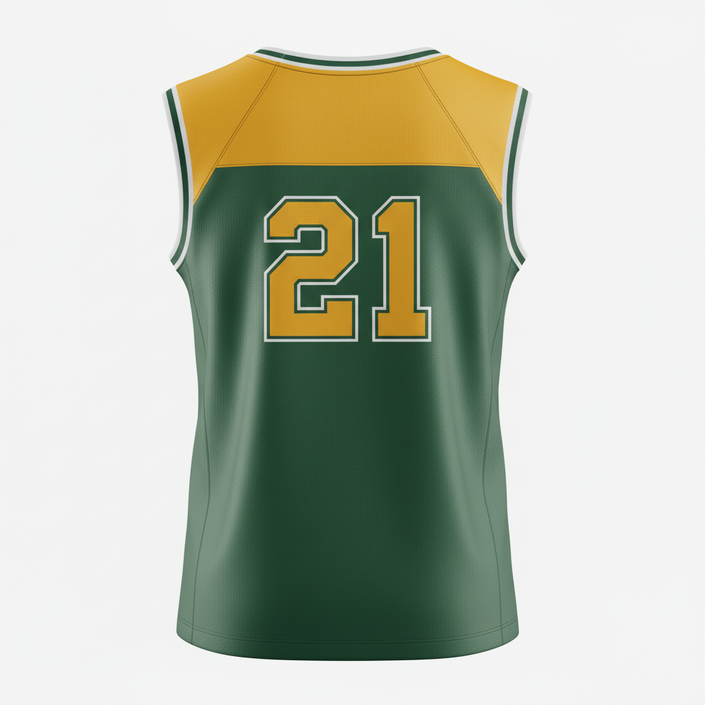 Back view of custom moisture-wicking basketball jersey showing the player name and number