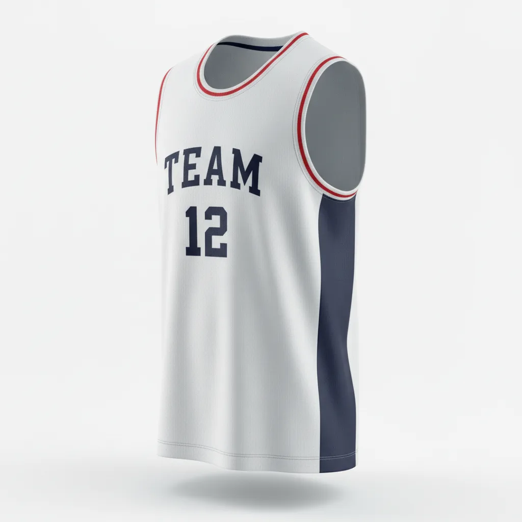 Front view of custom reversible basketball jump jersey showing primary team color and high-cut armhole. Empire Five Athletics