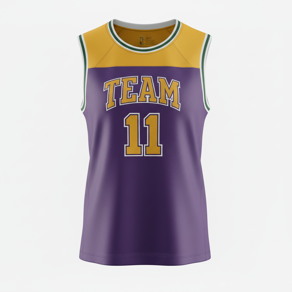 Front view of custom reversible mesh basketball tank jersey showing primary team color and number. Empire Five Athletics