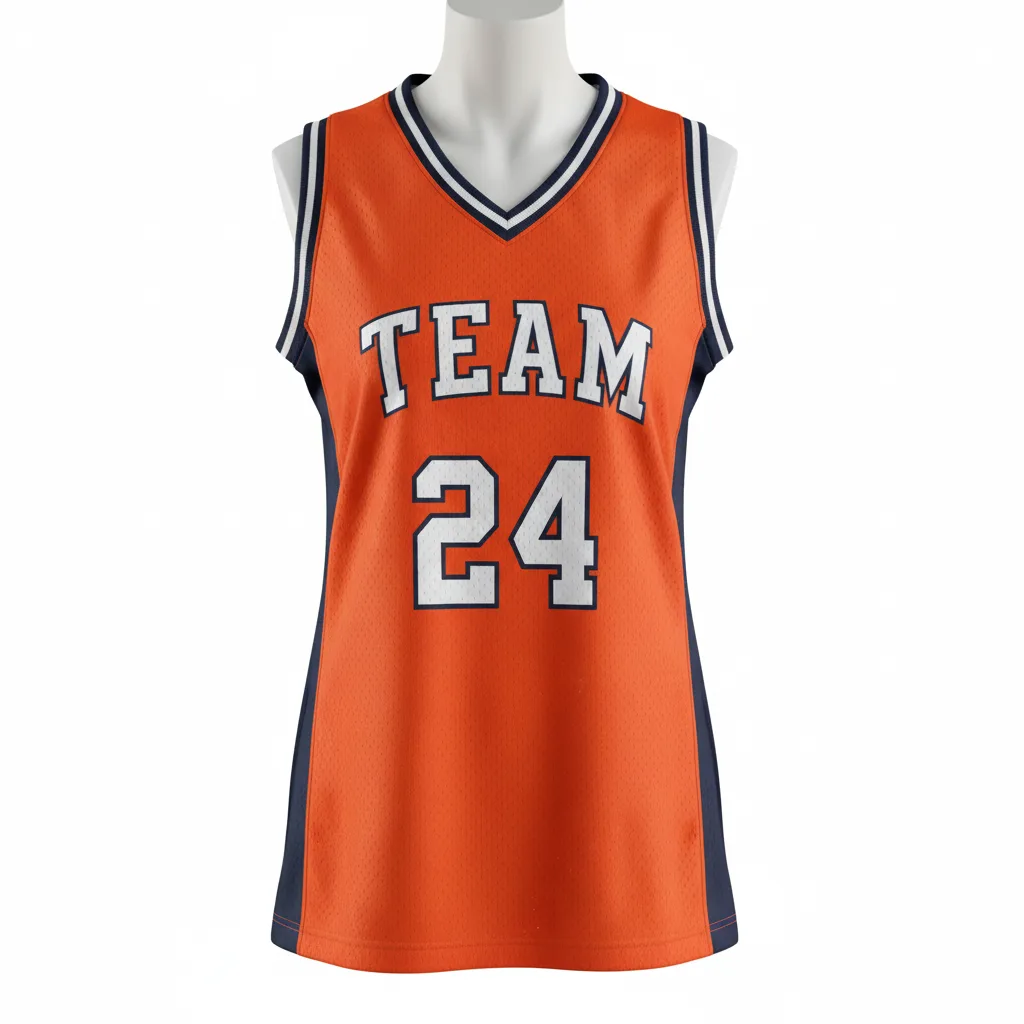 Front view of custom women's reversible mesh basketball tank showing primary team color and number. Empire Five Athletics