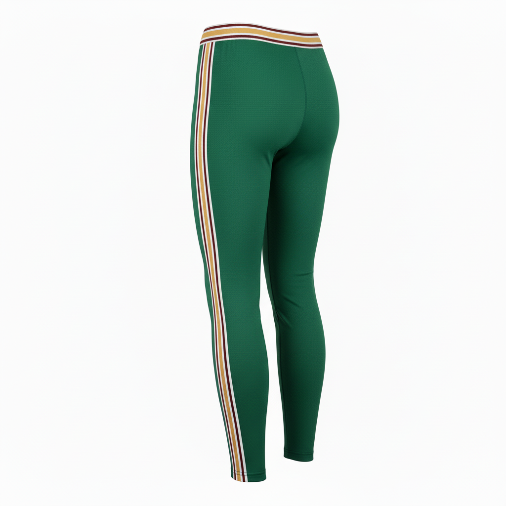 Back view of custom cheer capri leggings showing the high waist and sublimated panel