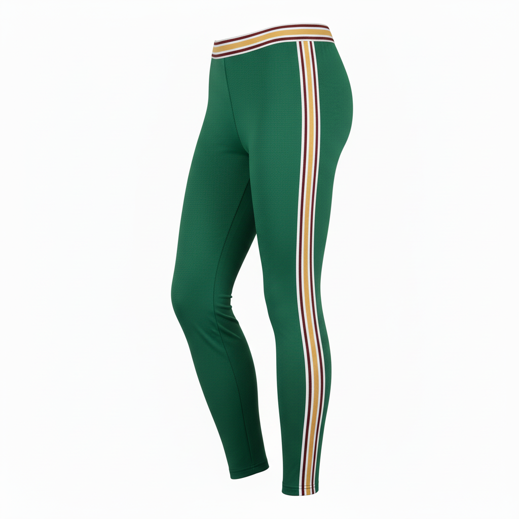 Front view of custom cheer capri leggings in 4-way-stretch poly-spandex with sublimated program colors from Empire Five Athletics