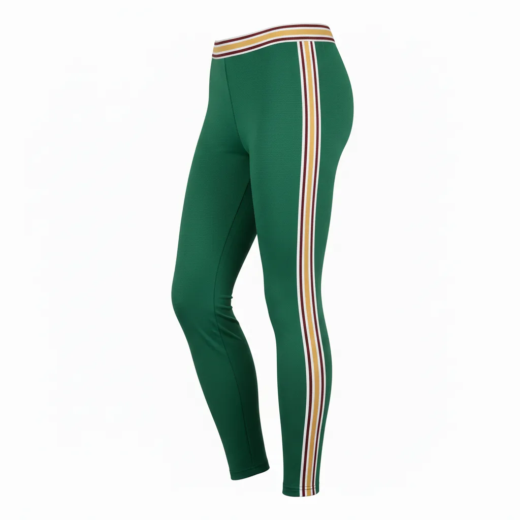 Front view of custom cheer capri leggings in 4-way-stretch poly-spandex with sublimated program colors from Empire Five Athletics