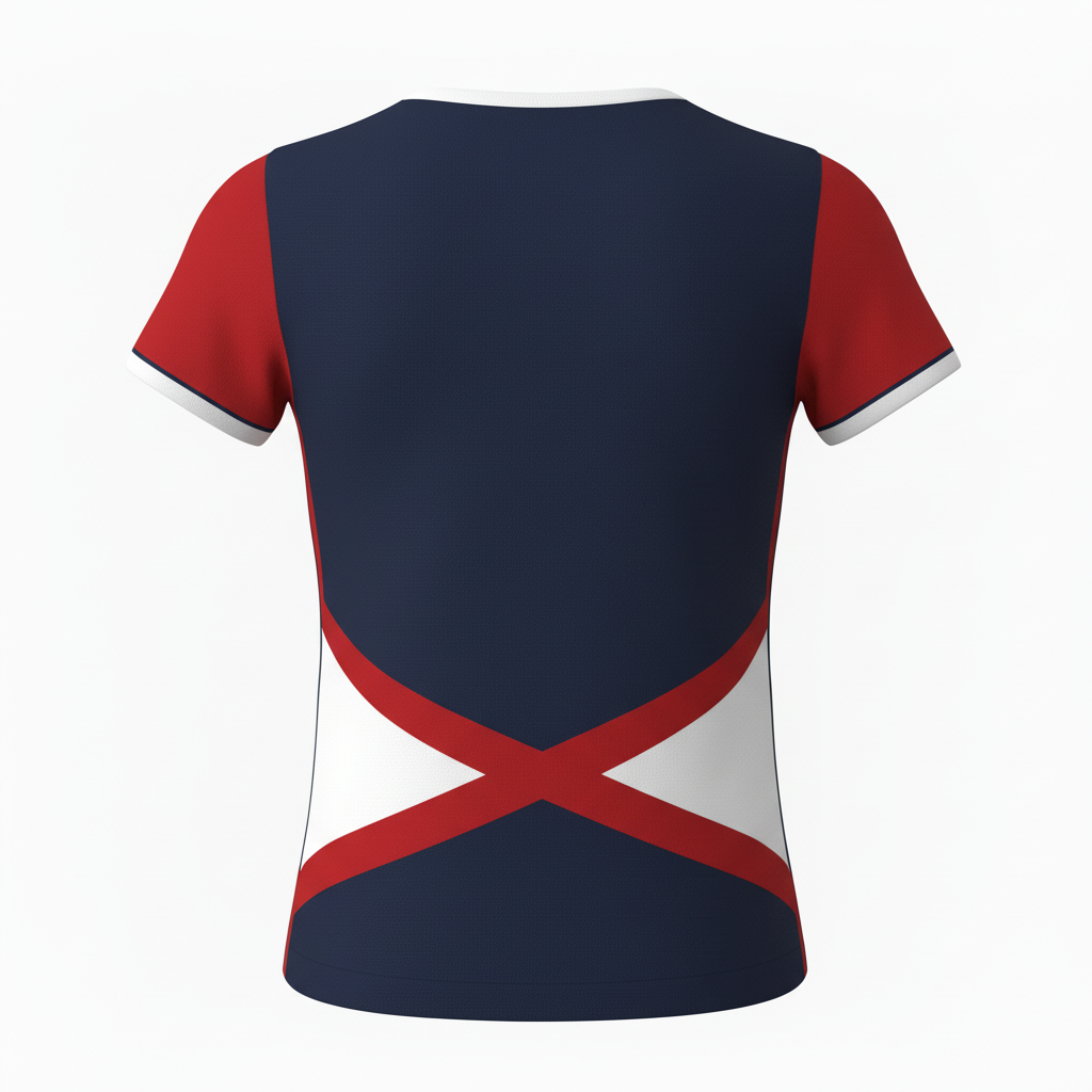 Back view of custom cheer crop top showing the vinyl team name