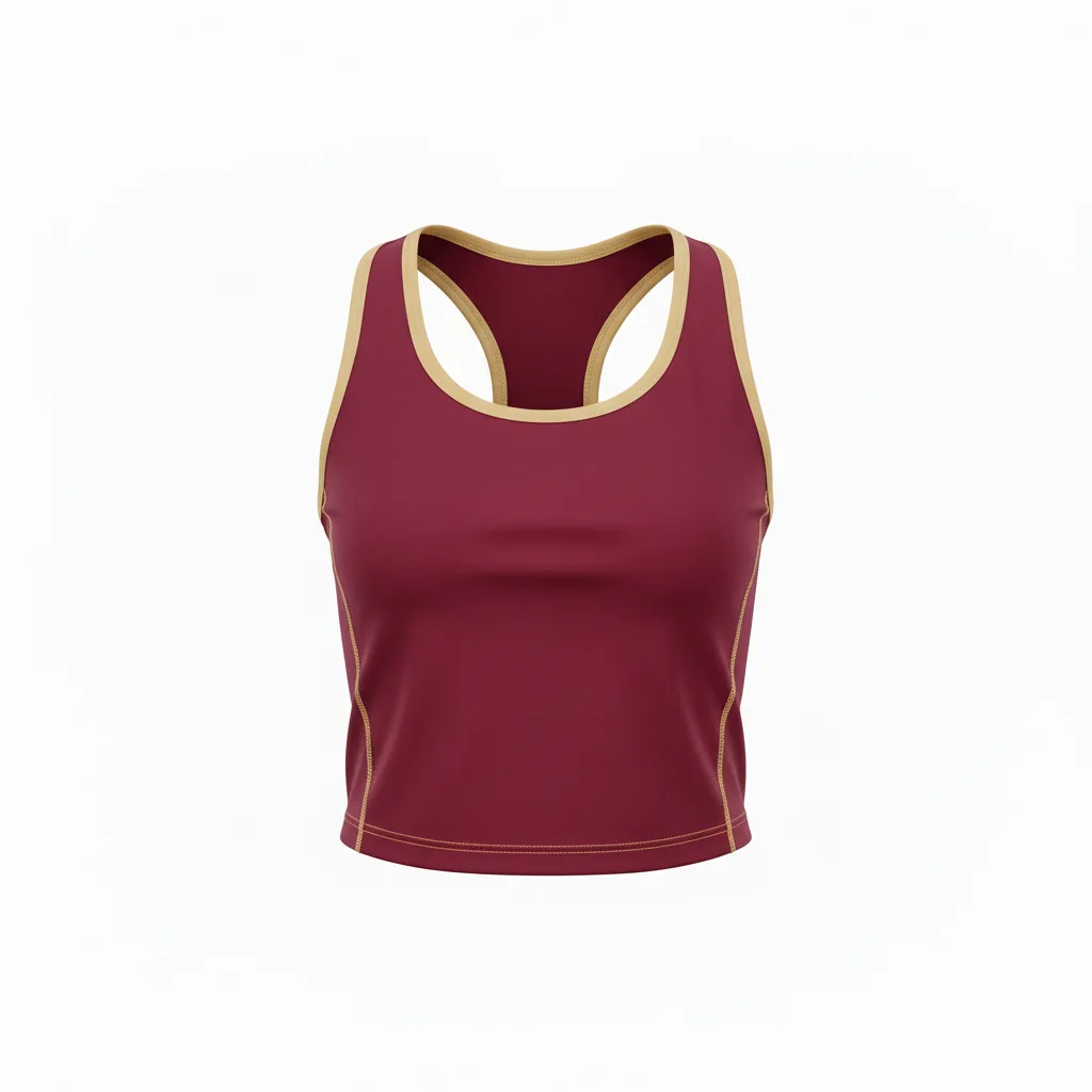 Front view of custom dance tank top in 4-way-stretch poly-spandex with sublimated studio colors from Empire Five Athletics