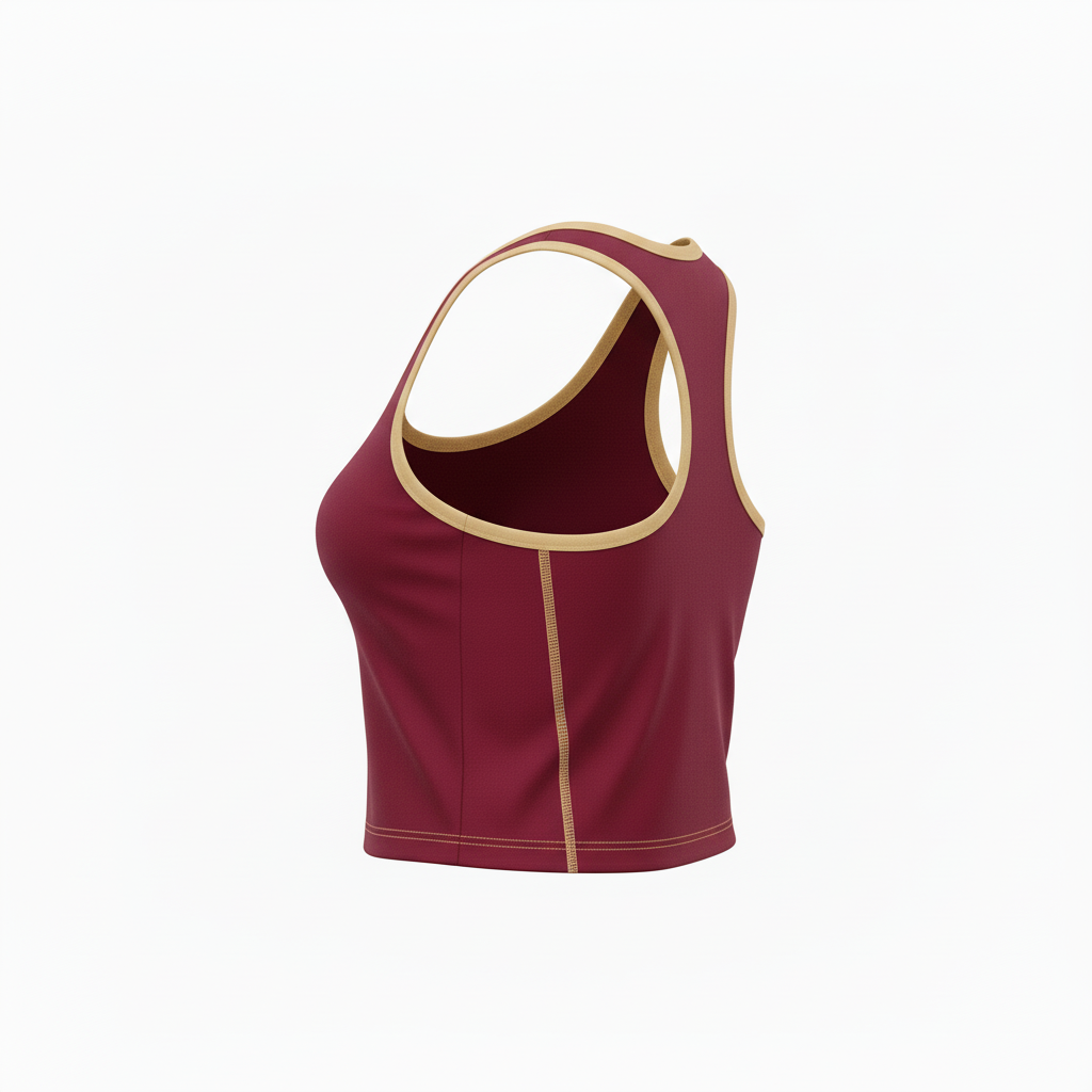 Side view of custom dance tank top showing the full-length tank cut