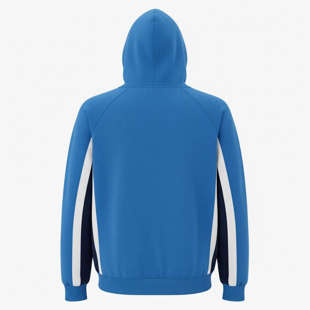 Back view of custom cheer hoodie showing the printed mascot