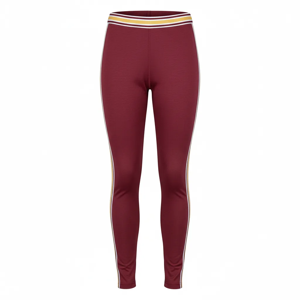 Front view of custom cheer leggings in 4-way-stretch poly-spandex with sublimated program colors from Empire Five Athletics