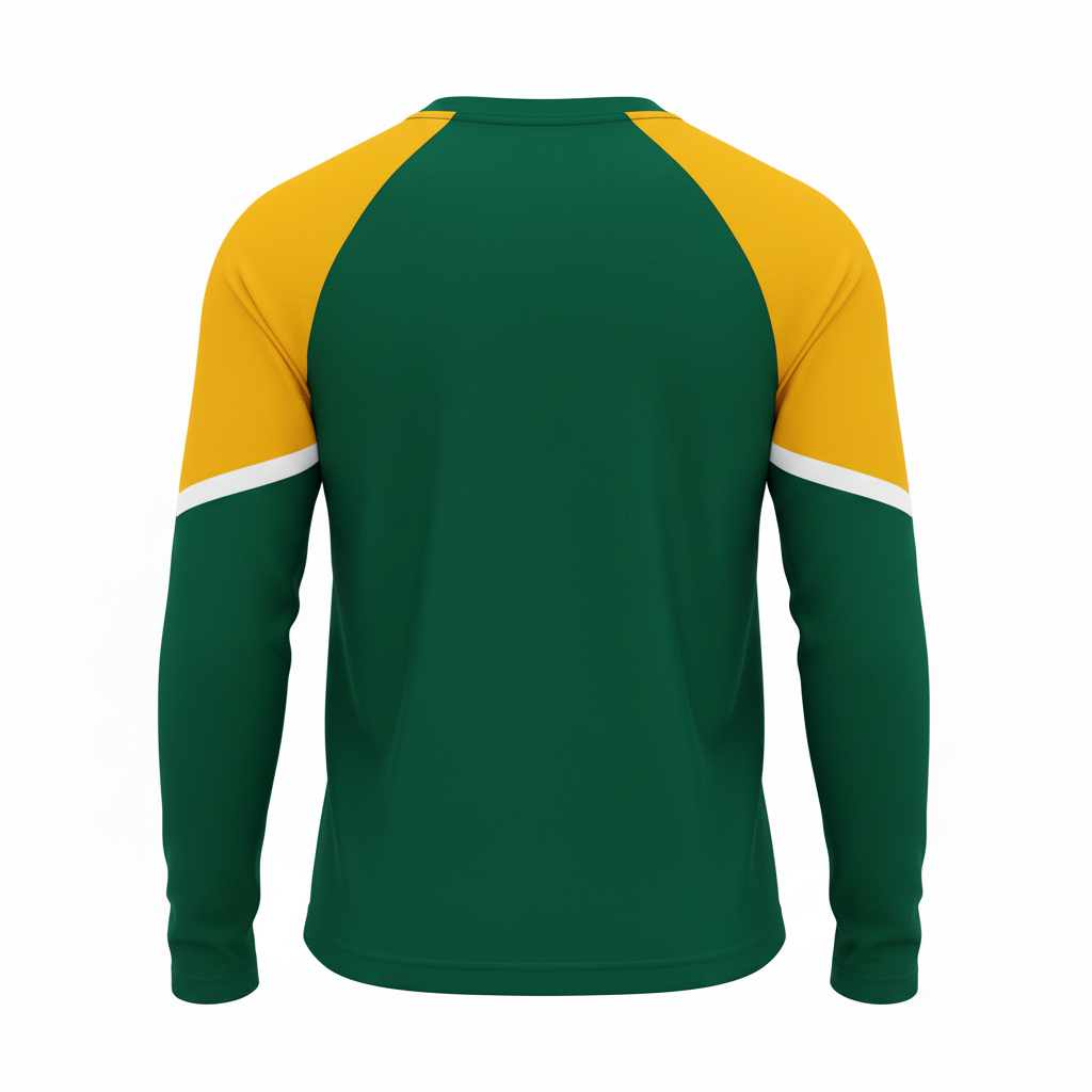 Back view of custom cheer long sleeve top showing the vinyl team name