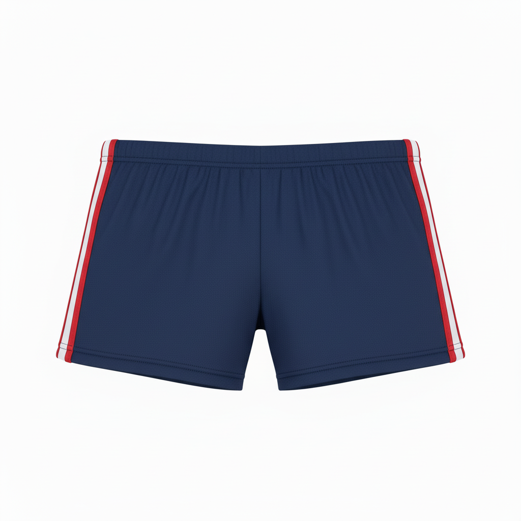 Side view of custom cheer spandex shorts showing the fitted cut and wide waistband