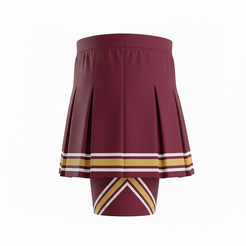 Side view of custom cheer skirt with shorts showing the skirt over the shorts