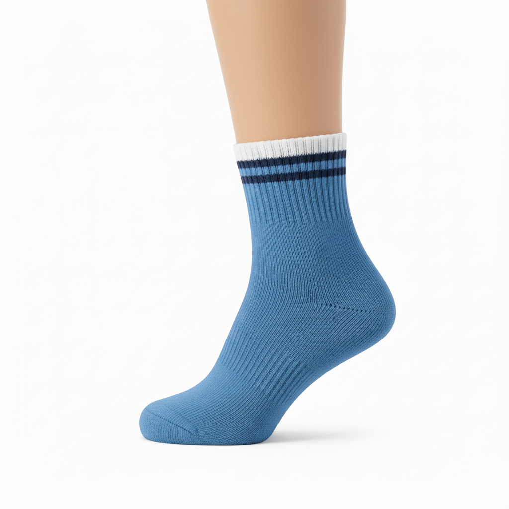 Side view of custom cheer ankle socks showing the ankle height