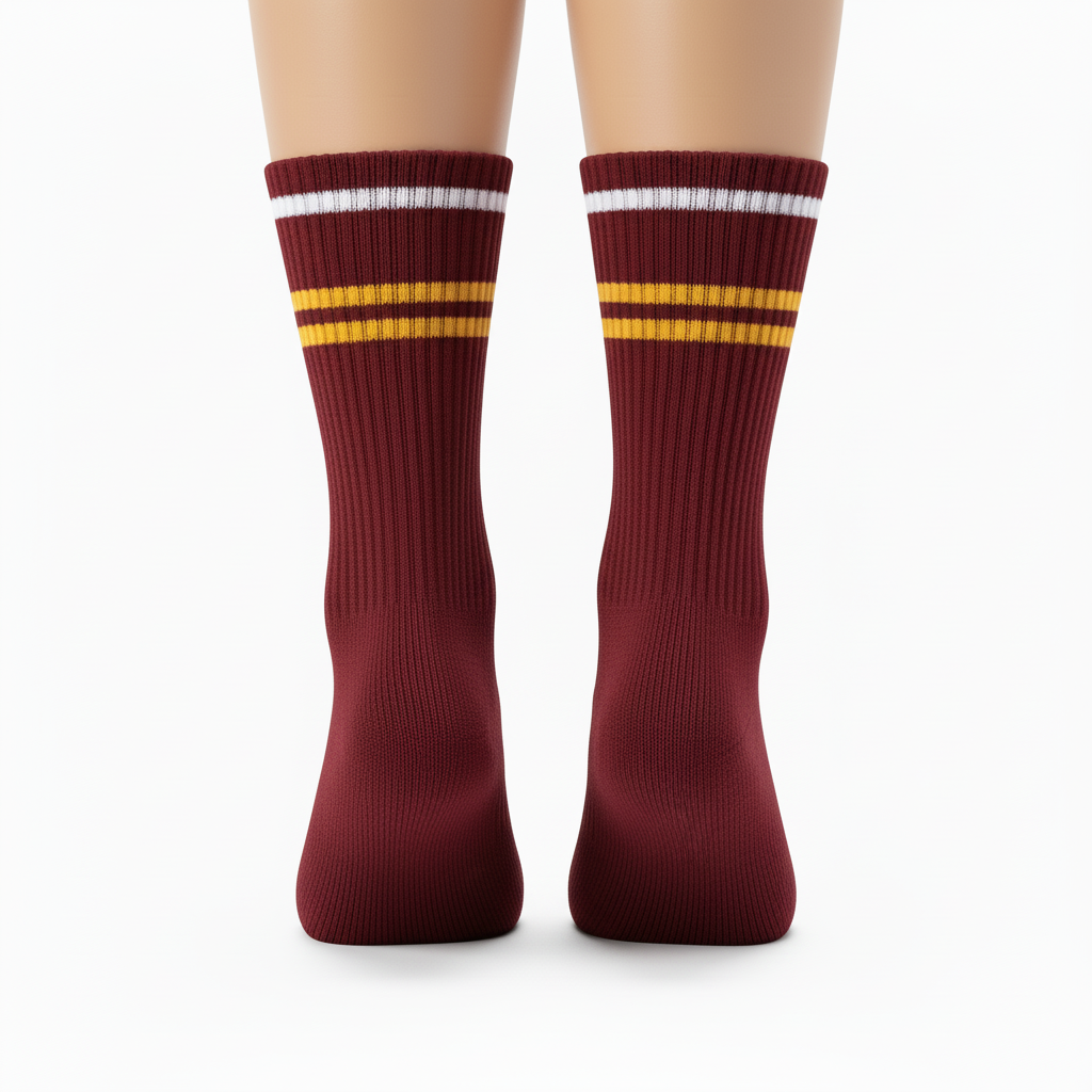 Back view of custom cheer crew socks showing the ribbed cuff