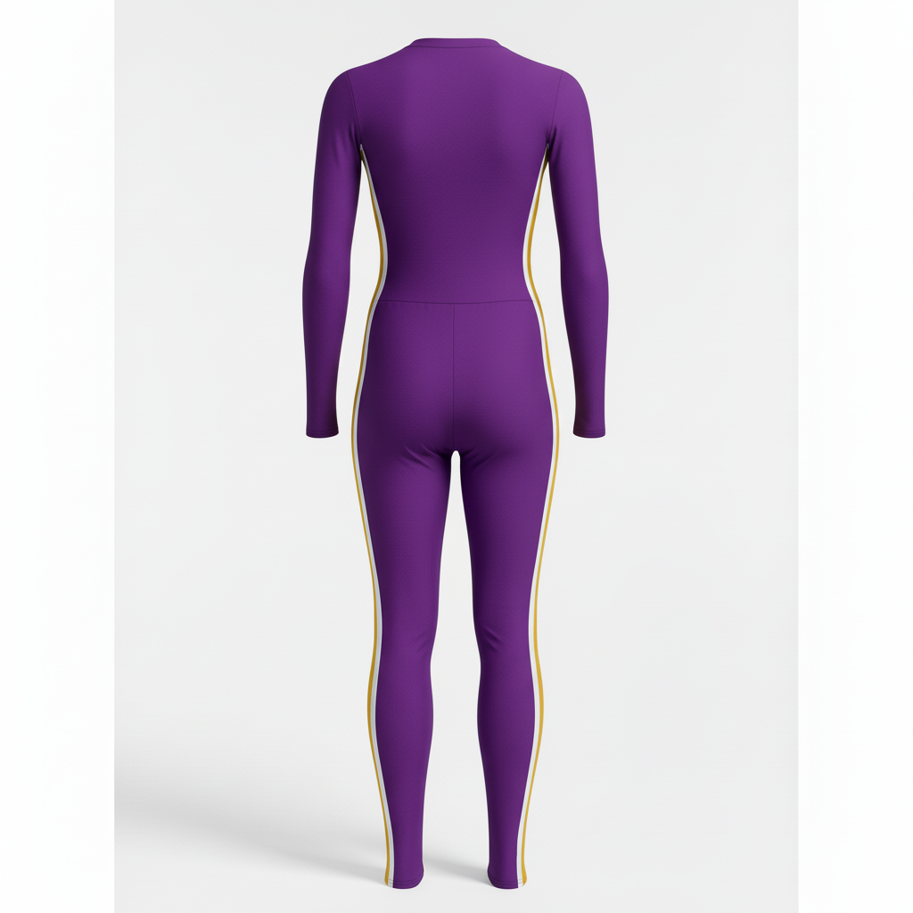 Back view of custom dance unitard showing the one-piece line
