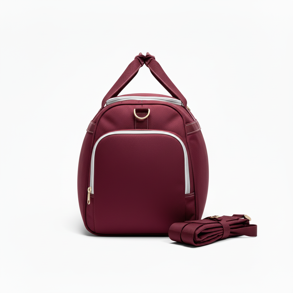 Side view of custom football backpack showing the vented shoe pocket and helmet straps
