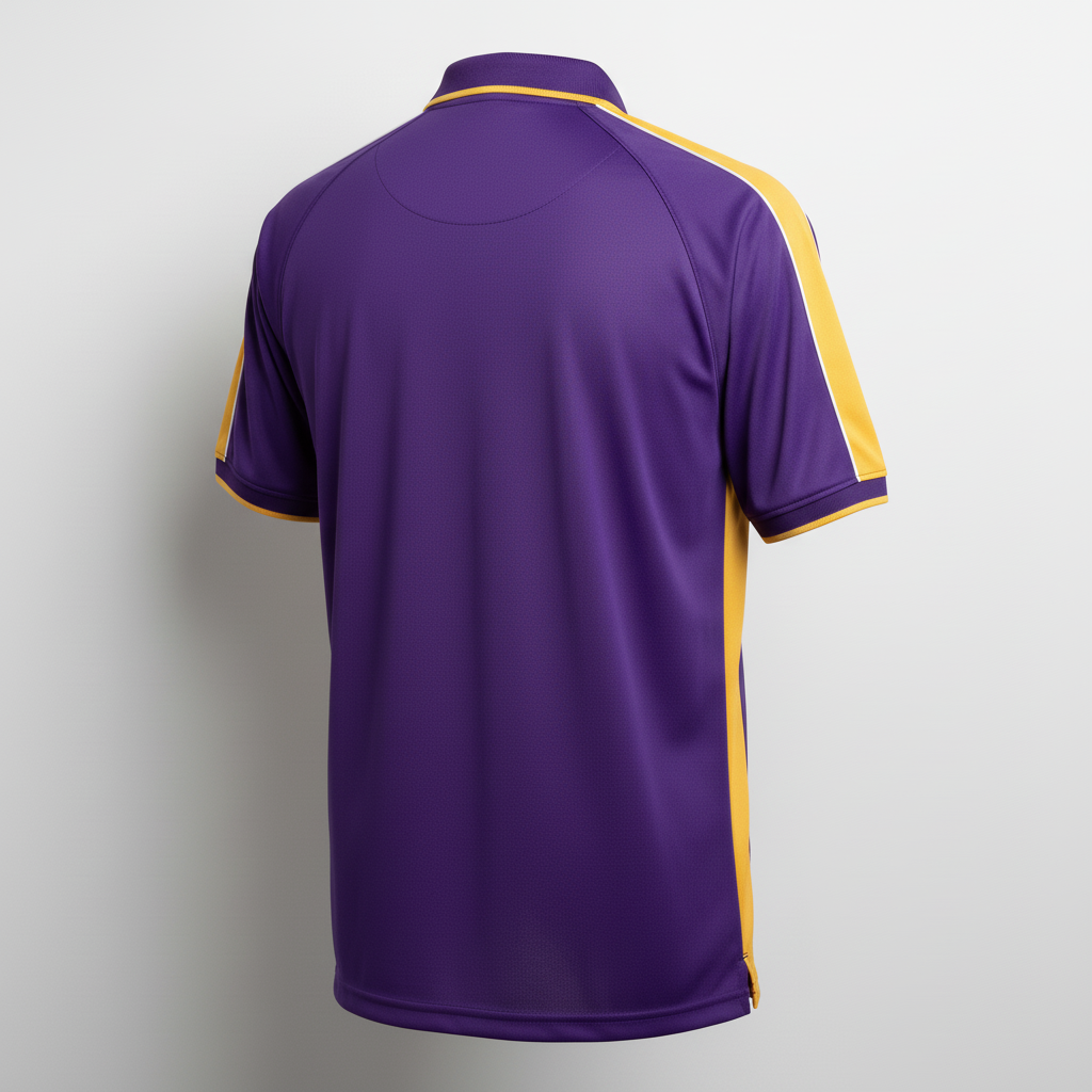 Back view of custom football coaches polo showing the clean back and collar