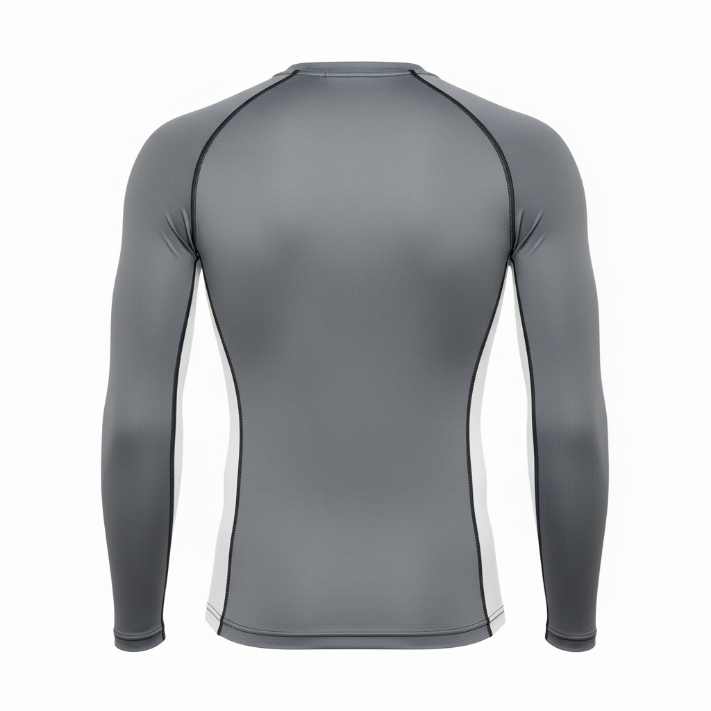 Back view of custom football compression shirt showing the flatlock seams