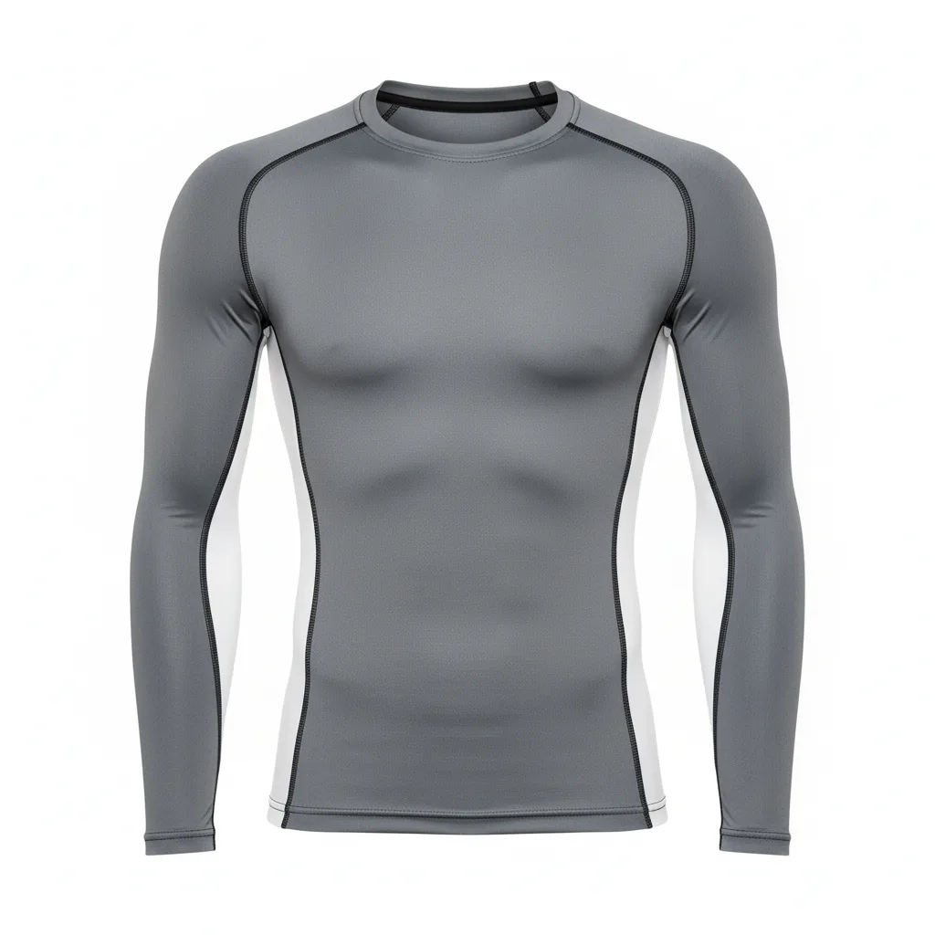 Front view of custom football compression shirt in 220 GSM poly-spandex with a fitted base-layer cut and sublimated team colors from Empire Five Athletics