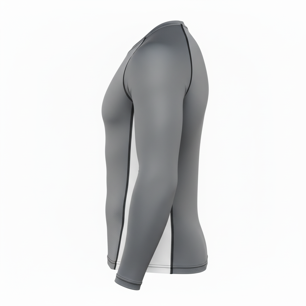 Side view of custom football compression shirt showing the four-way-stretch fit